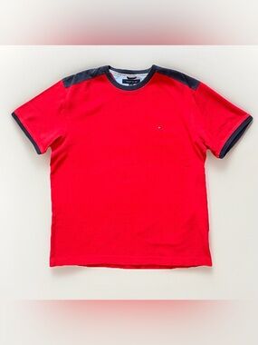 Tommy Hilfiger T Shirt Red Tee Cotton Crew Neck Pullover Mens Size XL
